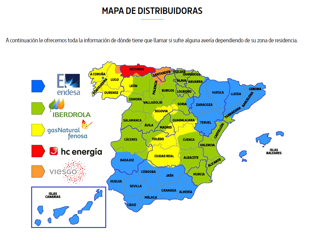 Mapa distribuidoras España