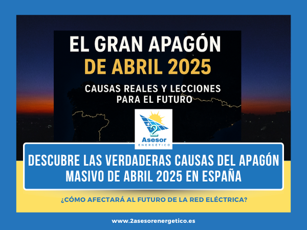Ilustración de la península ibérica a oscuras representando el apagón de abril 2025 - causas apagón España 2025 - Asesor energético
