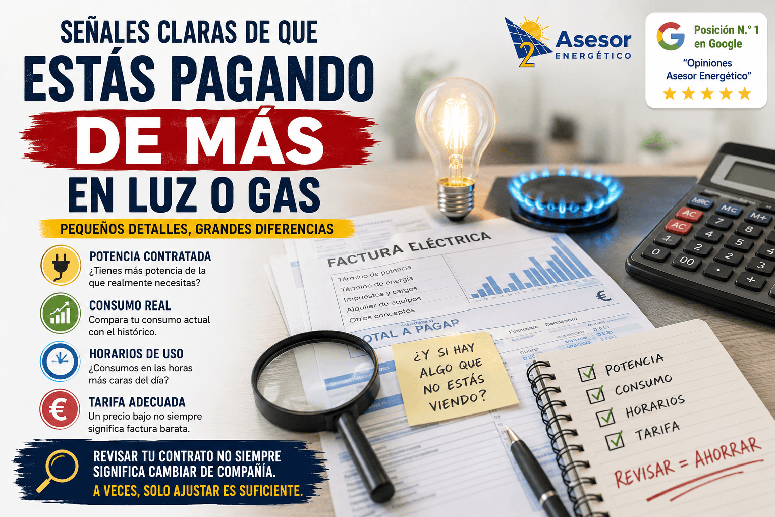 Blog de tu Asesor Energético 5 persona revisando su factura de luz y gas en casa