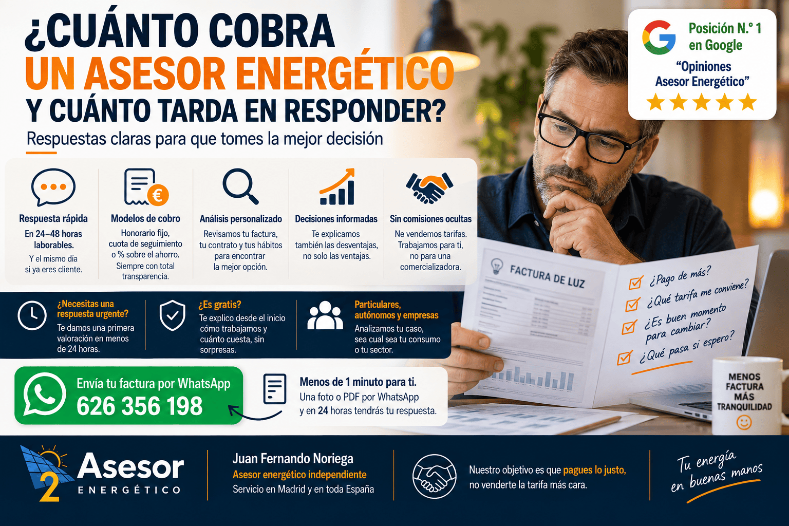 ¿Cuánto cobra un asesor energético y cuánto tarda en responder? Lo que nadie te cuenta